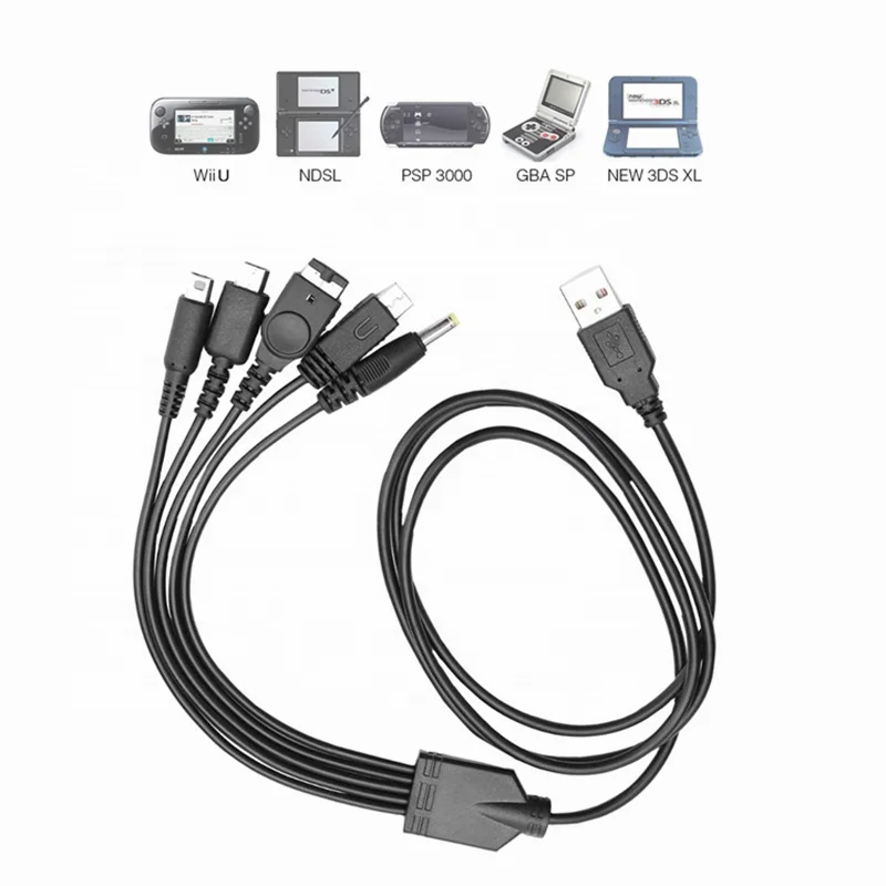 
Multi-Function 5 in 1 USB Charging cable for New Nintendo DS,3DS,2DS,DSI,NDS Lite,Wii U,PSP,GBA SP,PSP 1000/2000/3000 
