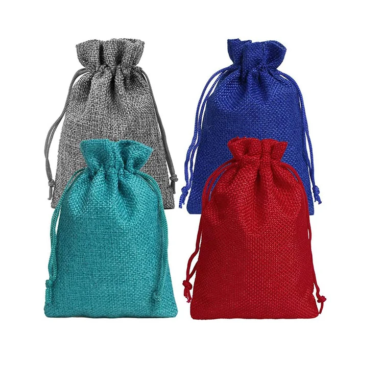 Custom small faux linen lucky christmas advent calendar bag packaging candy gift drawstring christmas bag pouch
