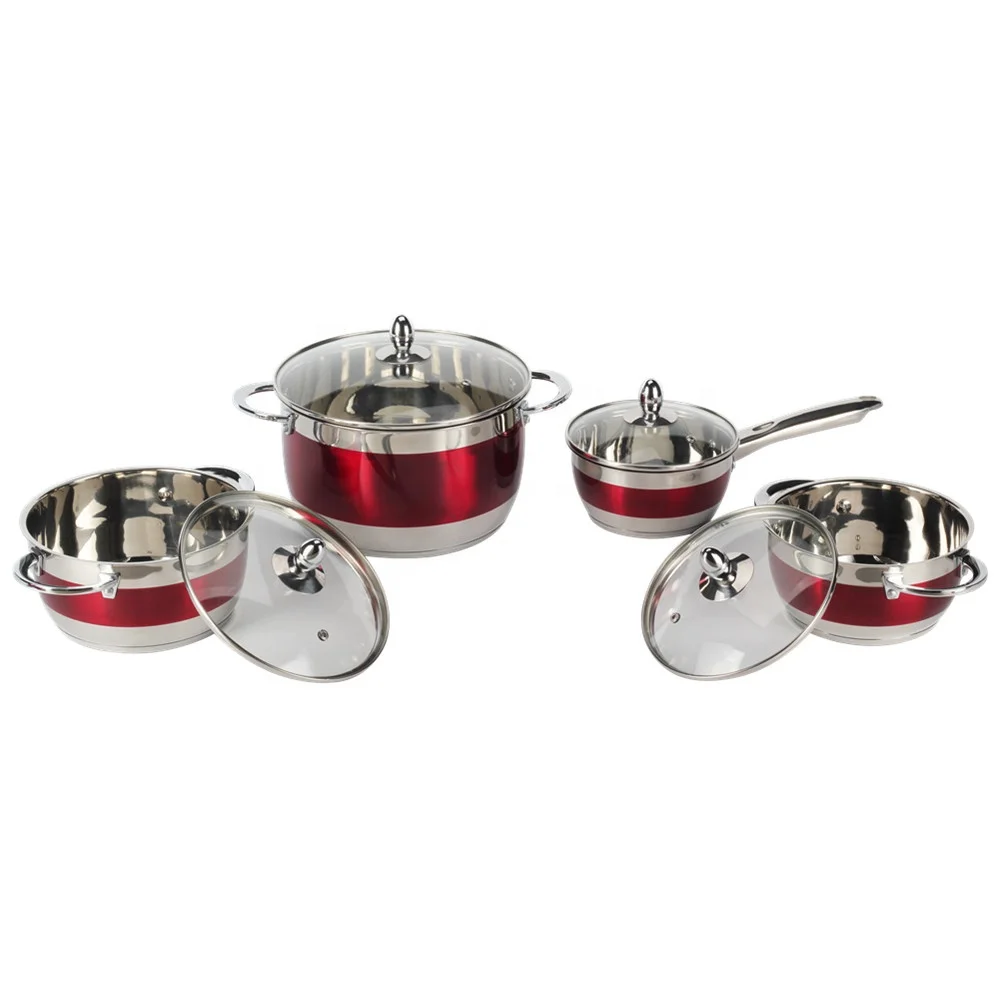 Pot with Lids, Saucepan and Casserole, 8-Piece Stainless Steel Induction Cookware Set