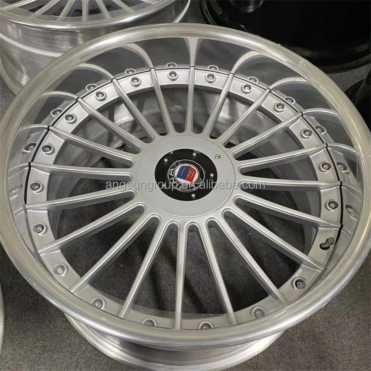 High quality custom 20 inch 3 pieces forged split wheel silver center reverse polished lip alpina alloy wheels for BMW  e38