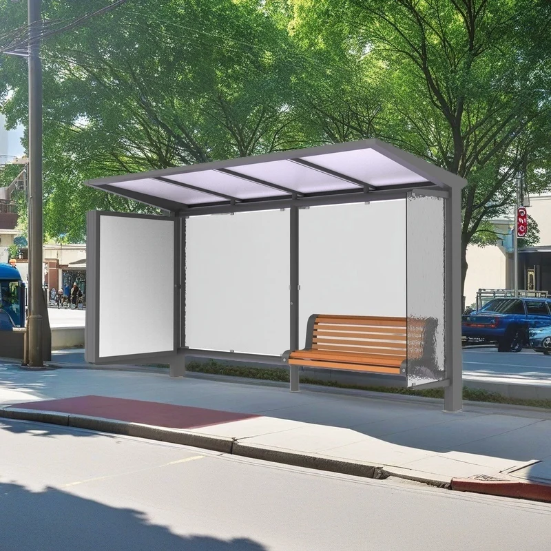 Steel rail guard for bus station bus station shelter led sign bus station ac Use waiting rest stops on city streets