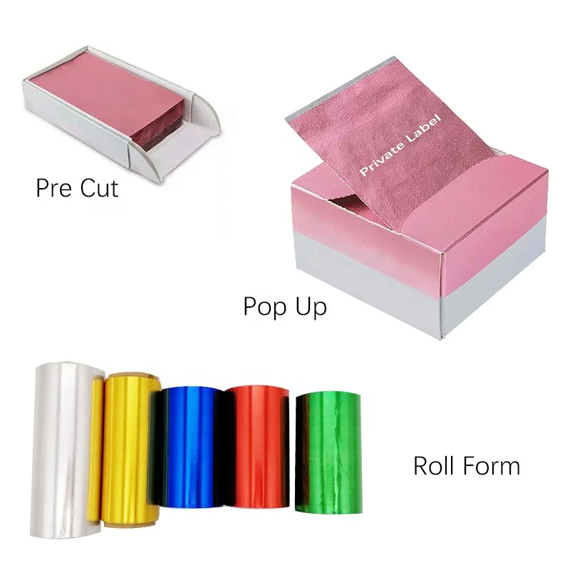 hot sale free sample good shape and size pop up 100% aluminum customized printed hair foils for highlighting