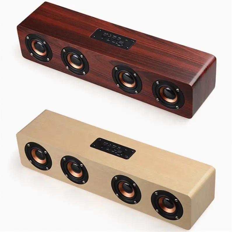 HANMOSS Rate Power 12w Wooden Speakers Blutooths Wireless Speaker With Microphone Tf Card 3.5mm Jack Aux In