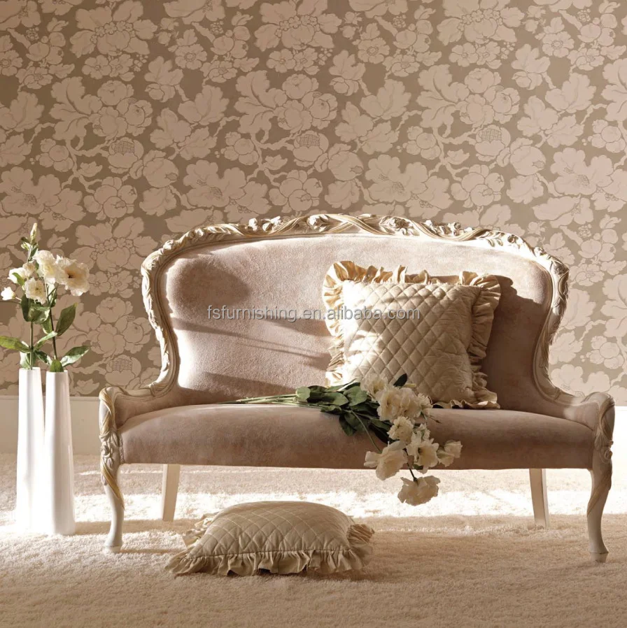 High end customized french fairy princess  feel cream white gold leaf sofa set  antique living room art furniture set