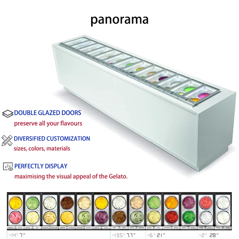 Prosky Barrel Freezer Pozzetti Gelato Case For Classic Italian Gelato