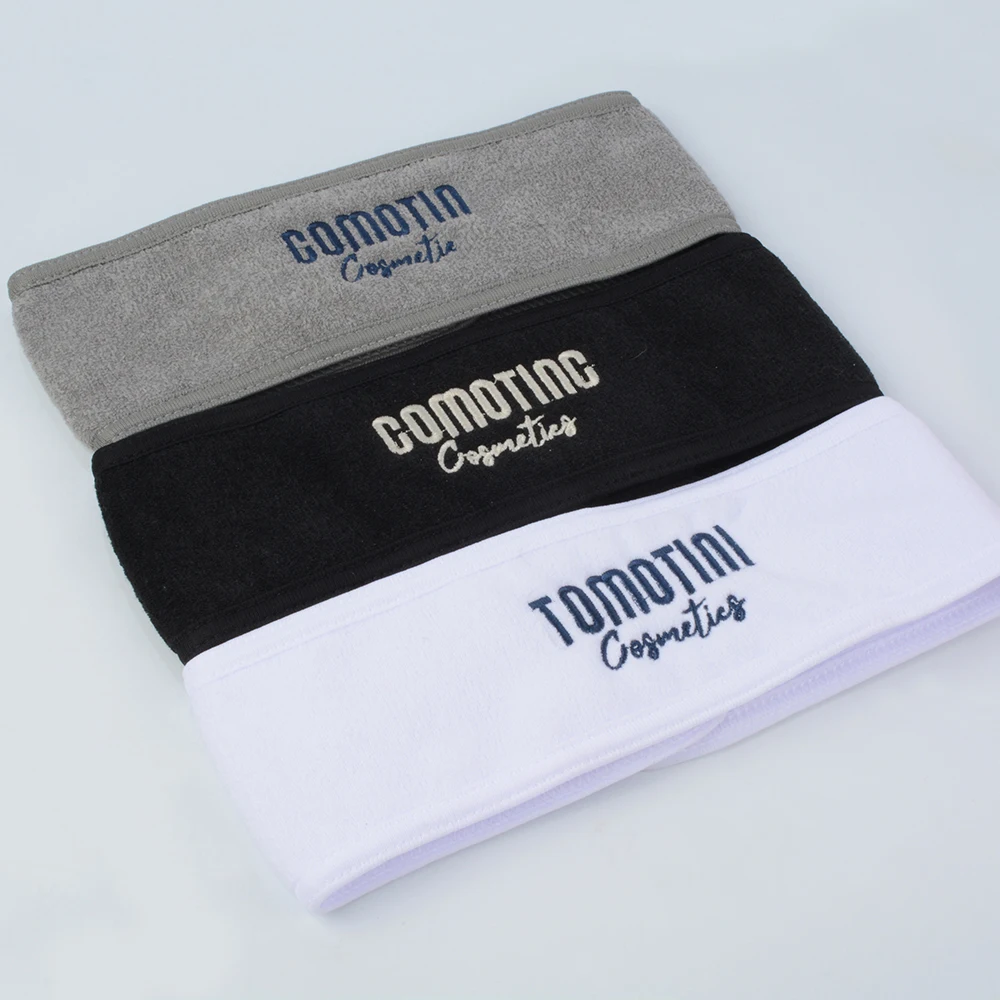 Custom Logo Head Band Terry Cloth Spa Headband Stretch Towel Washable Facial Band Cosmetic Makeup Wrap Headbands