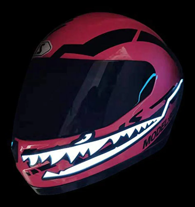 Светильник для мотоциклетного шлема EL, наклейки для шлема холодного света, предупреждающий мигающий сигнал для ночной езды, полосатая наклейка, лампа