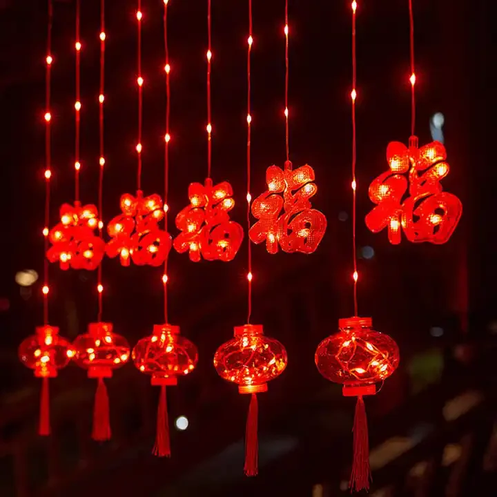 Chinese New Year LED Light Strings New Year Lantern LED String Light Red Light LED Lamp for Chinese New Year Decoration