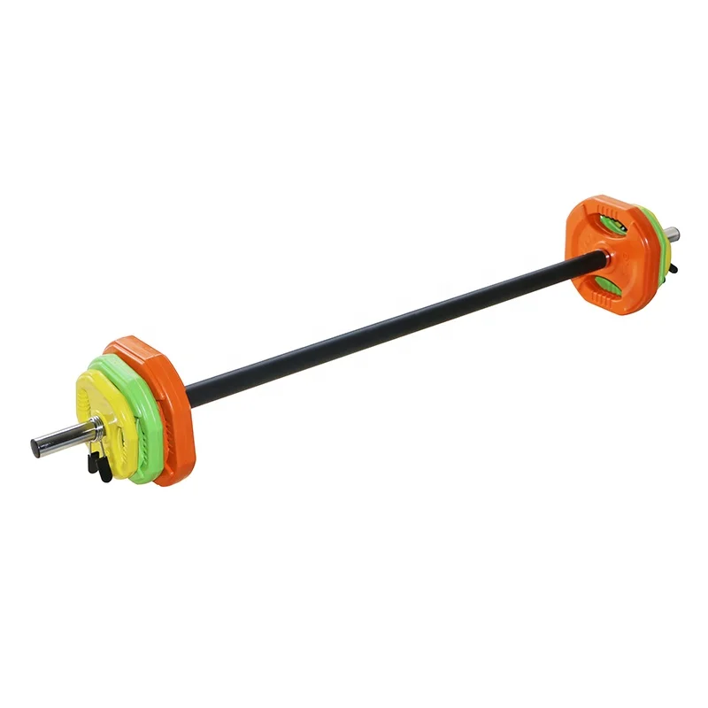 Colorful Rubber Coated Plates 1.25-5kg Barbell Pump Set With Spring Collars