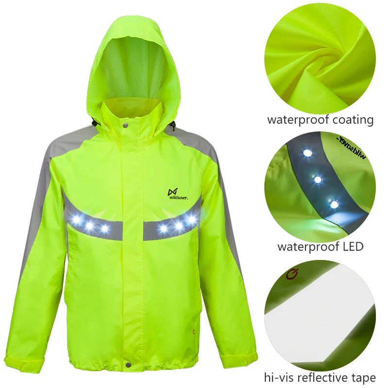 Winter Hi Vis Warm Jacket Custom Electrical Flash Light Reflective Hooded Jackets Safety Worker Jacket With LED