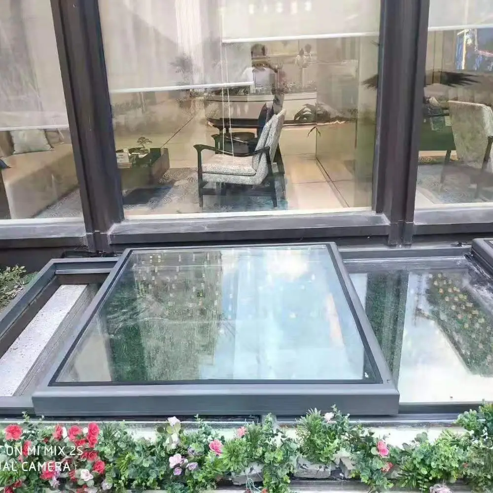 Shanghai factory customized Automatic Retractable Glass roof skylight for pergola