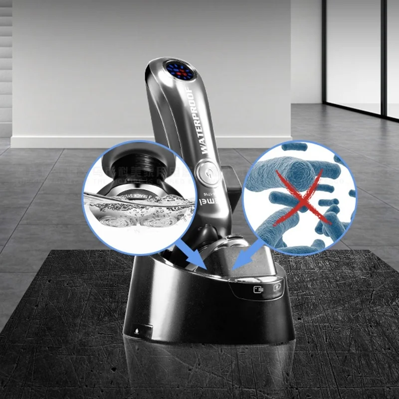 Kemei KM 1716 Rotary Shaver for Men Wet and Dry Electric Razor Rechargeable Facial Shaving Machine Ipx6 Washable Beard Trimmer