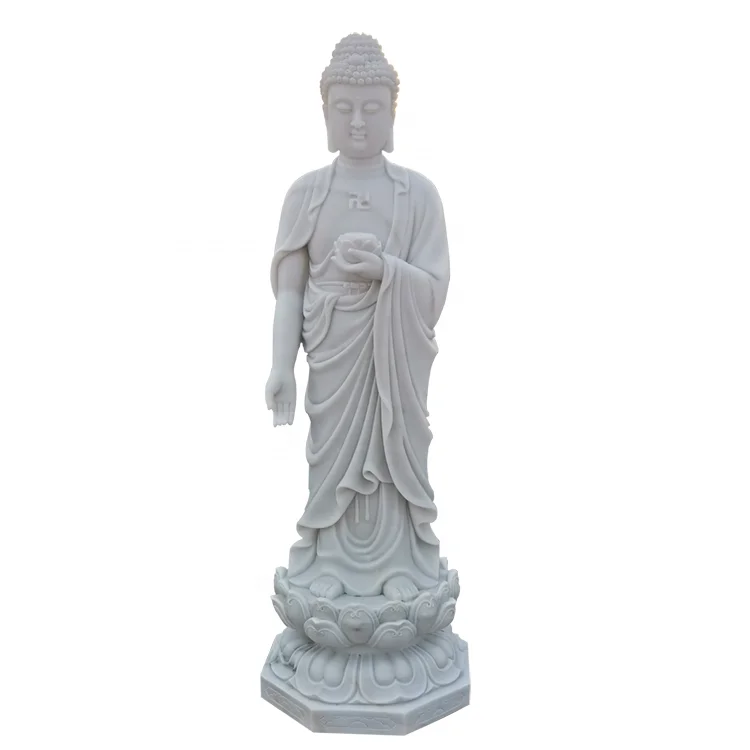 White Marble Buddha Statue Carving Large White Stone Sculpture Marble Buddh