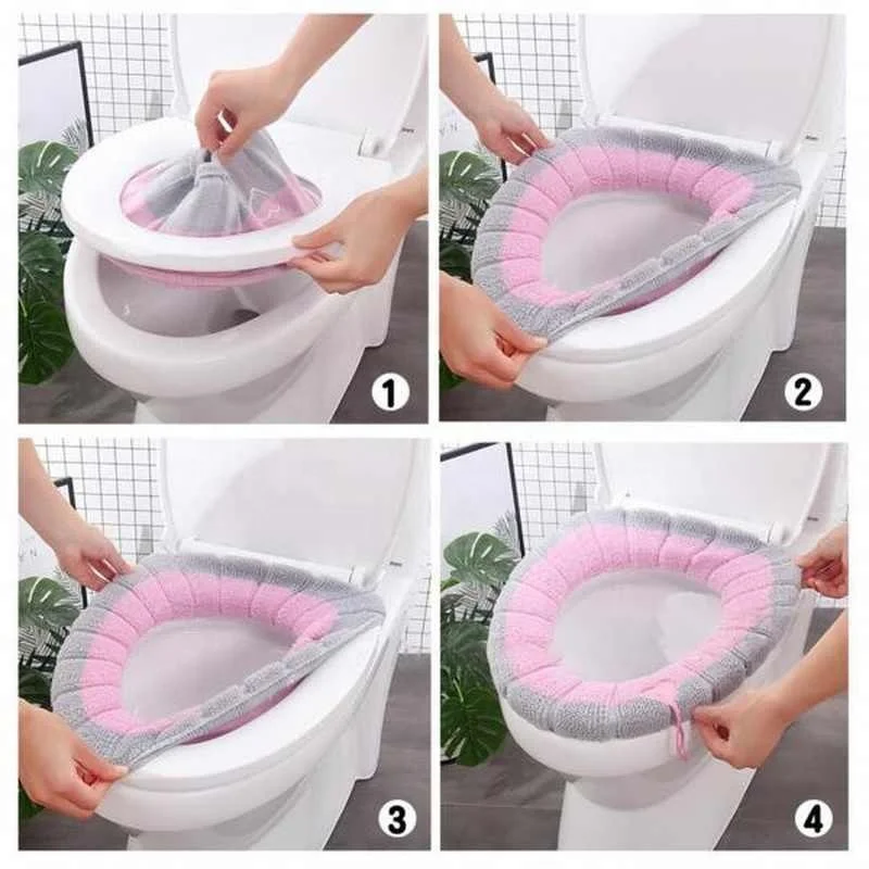 5 шт. Универсальный теплый мягкий утолщенный чехол для сиденья моющийся унитаза с