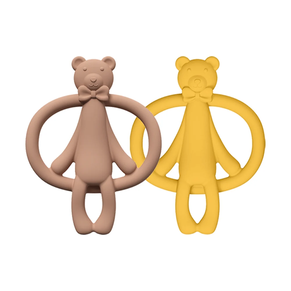 New Silicone Cute Animal Teether Baby Toy Teething Ring Food Grade Cartoon Bear Shaped Baby Teethers