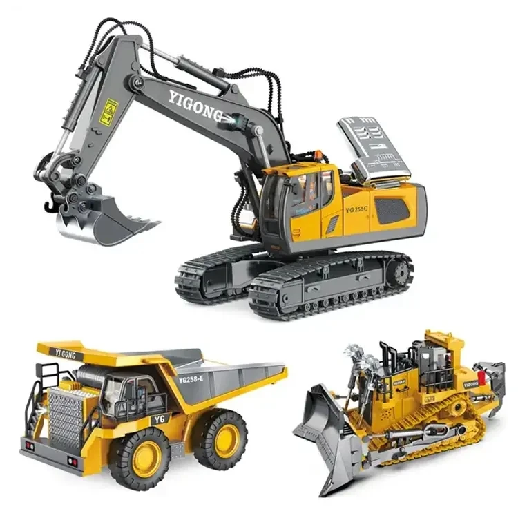 New Style 1/20 Truck 11CH Alloy Engineering Technique Vehicle Excavator 2.4G Die-Cast RC Construction Truck Toys For Children