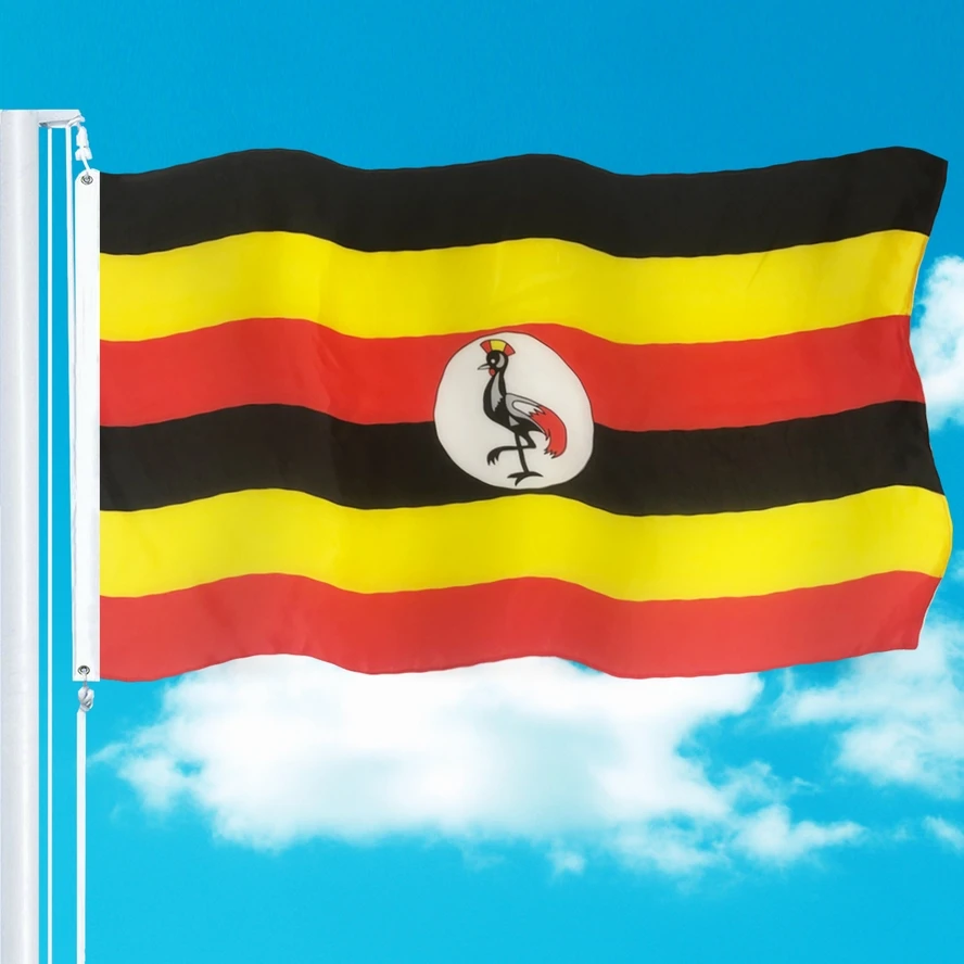 3x5 ft Customized Logo Outdoor Flag black yellow red Uganda flag