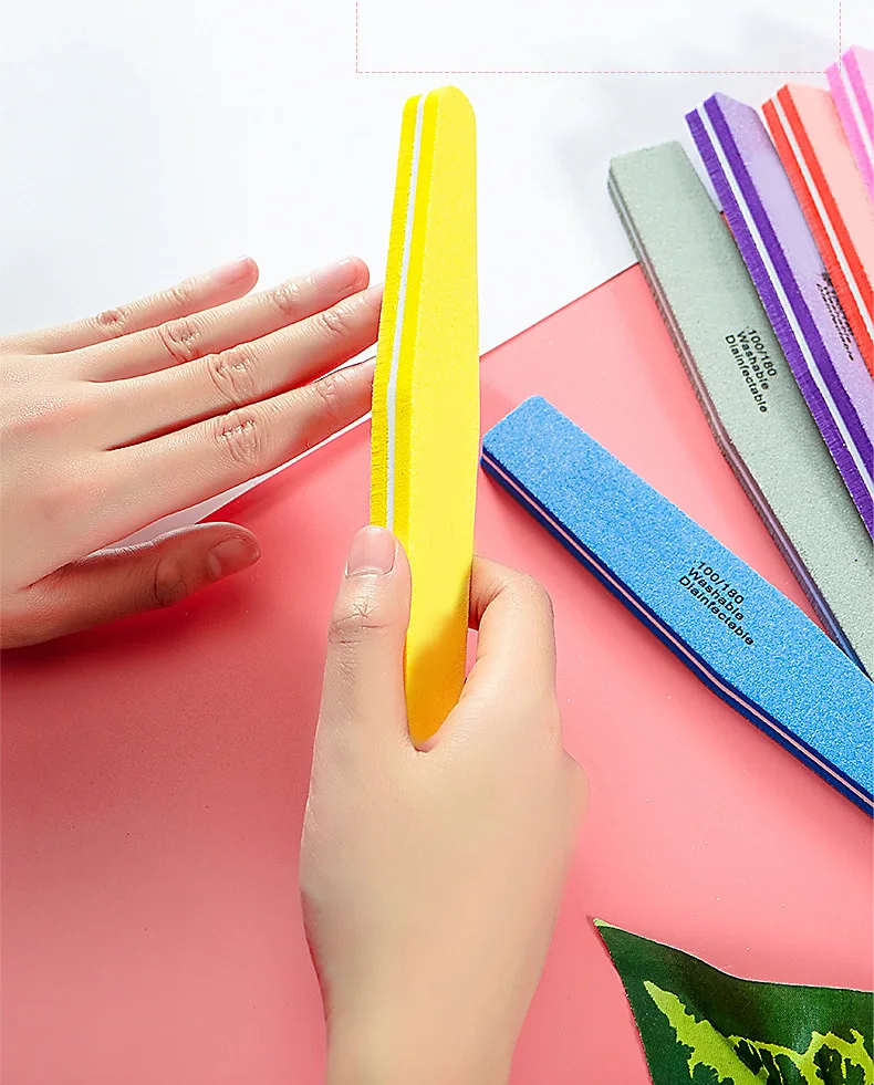 Good Elasticity Diamond Sponge Nail Files 100/180 Washed Sand Bar Double Sided Sanding Strips Manicure Tools Nail File