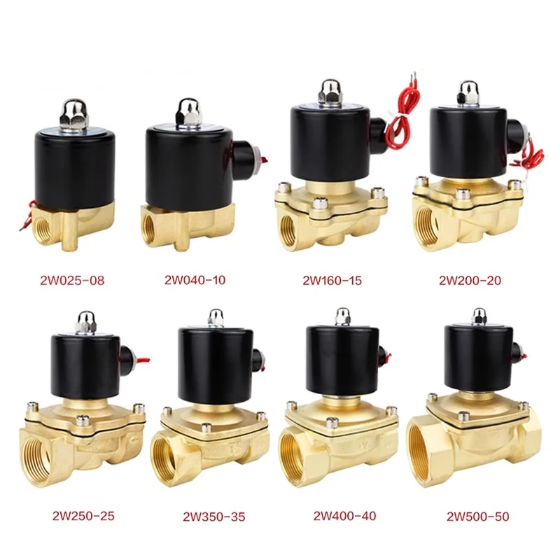 DN15 DN20 12V/24V/110V/220V 2/2 путь латунный Электрический электромагнитный клапан для воды, нормально закрытый масляный воздушный электромагнитный клапан прямого действия