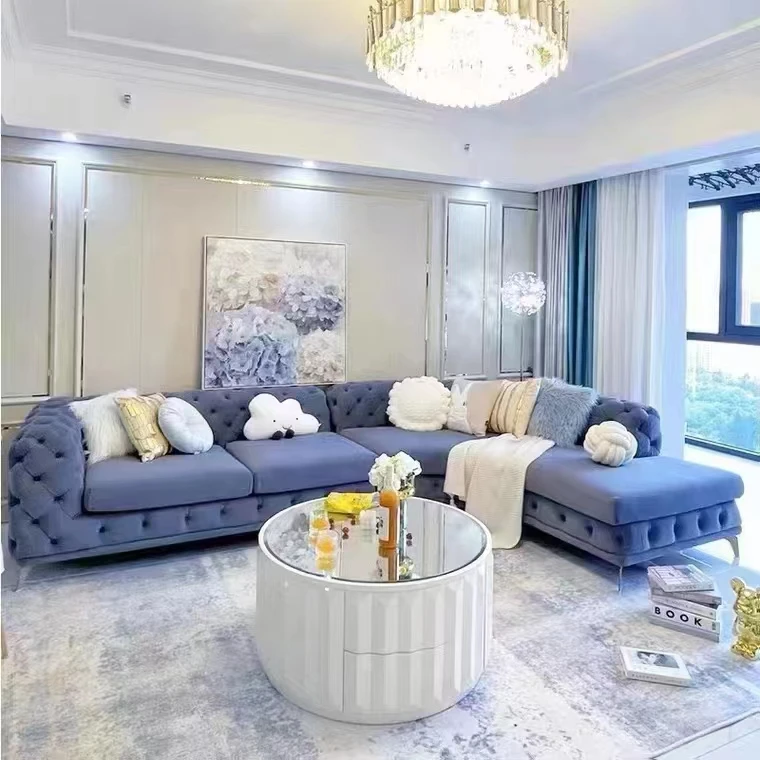 Modern luxury living room furniture leather sofa set