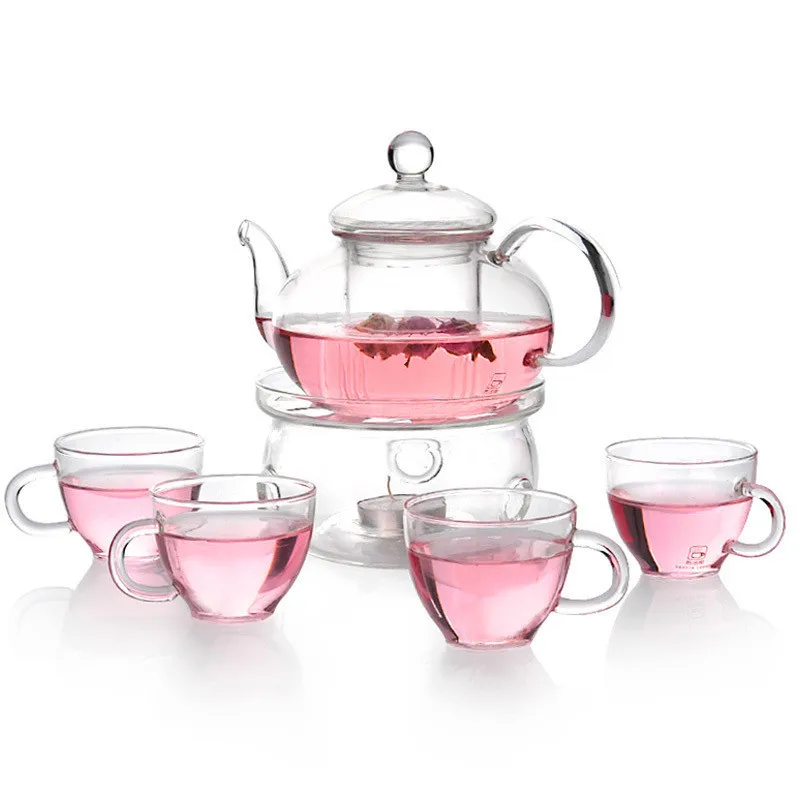 Modern Design Large Capacity Borosilicate Glass Teapot Set Heatproof Transparent Infuser with Removable Loose Tea Glass Water