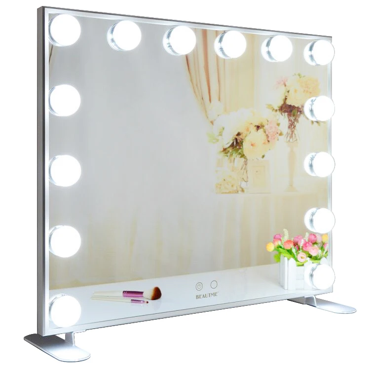 Beauty dressing table lighted makeup mirror furniture with led lights bulbs touch sensor switch hollywood vanity mirror