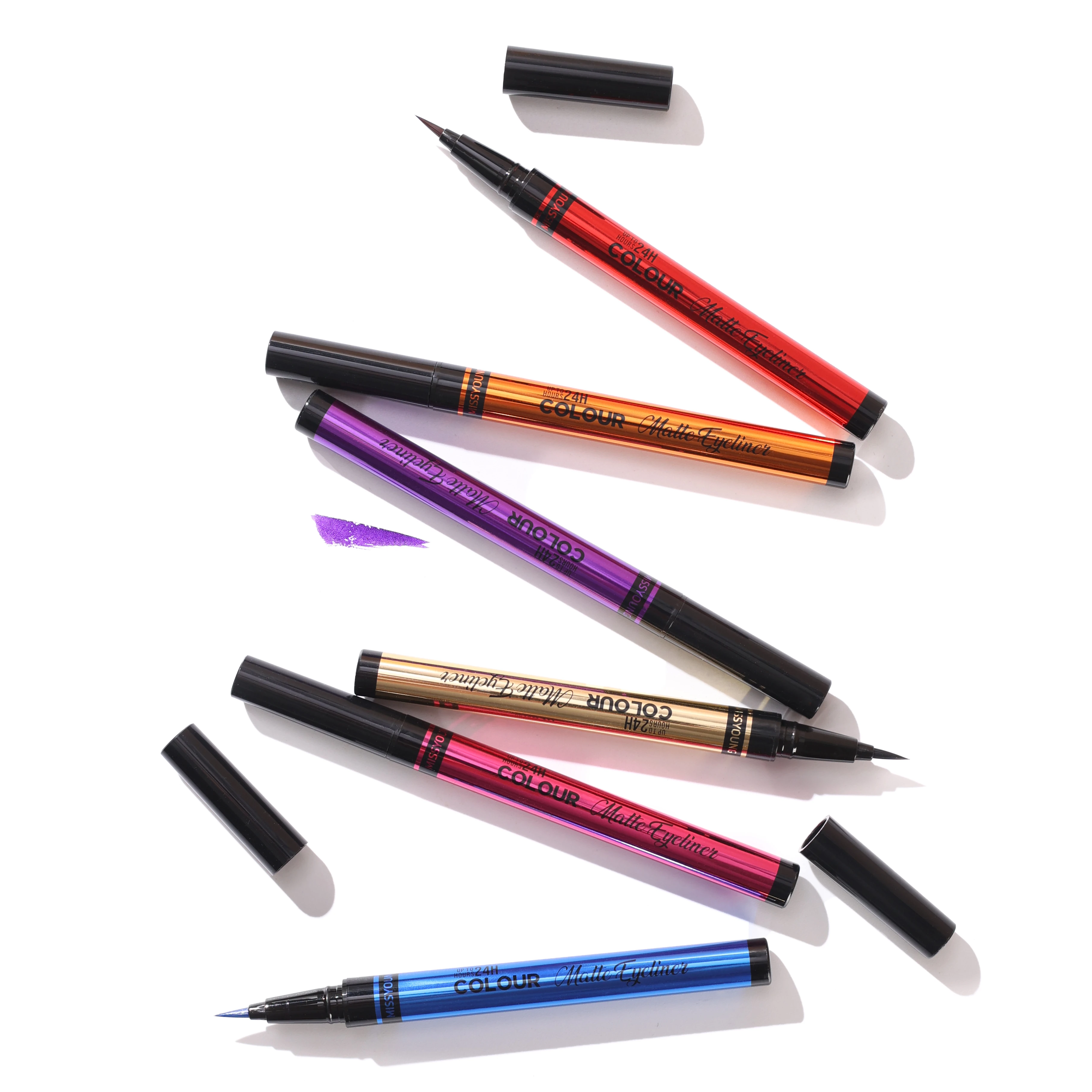 Оптовая продажа, макияж, пигментированная жидкая подводка для глаз, цветная Водостойкая Подводка для глаз с индивидуальным логотипом, фирменная матовая подводка для глаз