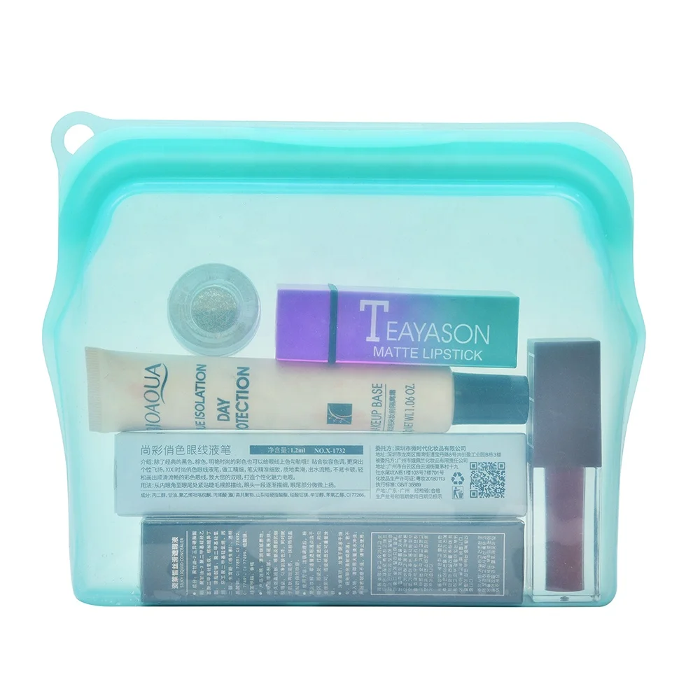 Leak Proof 100% Kitchen Silicone Pouch Bpa Free Eco-friendly Reusable Silicone Cosmetic Phone Pocket Pouch Food Storage Bag