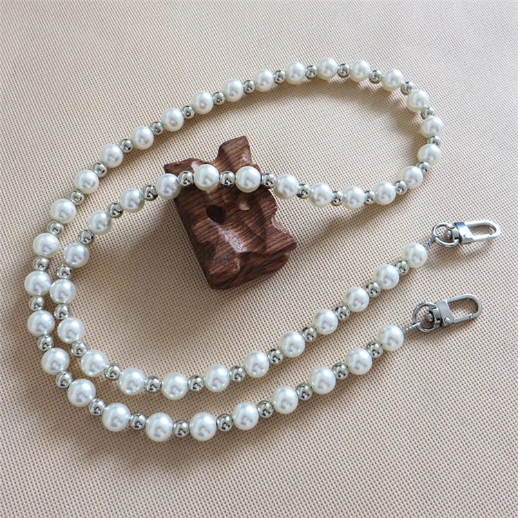 120CM DIY Round Imitation Pearl Bead Replacement Chain Strap,Creatiee Handbag Chains Accessories Purse Shoulder Cross Body Strap