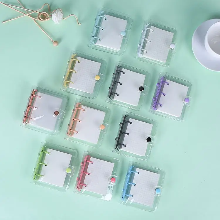 Cute Korean school student  transparent PVC mini 3-holes  Loose-leaf  refillable binder notebooks stationery