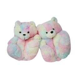 wholesale kids teddy bear slippers plush set and pink bag custom for women girls