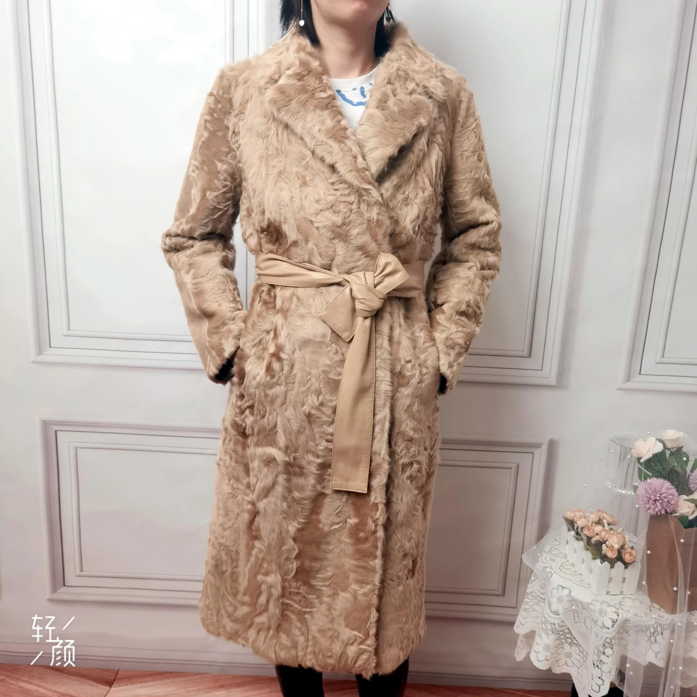 Wholesale Winter Custom  High Quality Genuine Sheep Real Lamb Fur long plus size real Lamb Fur Xiang gao women real fur coat