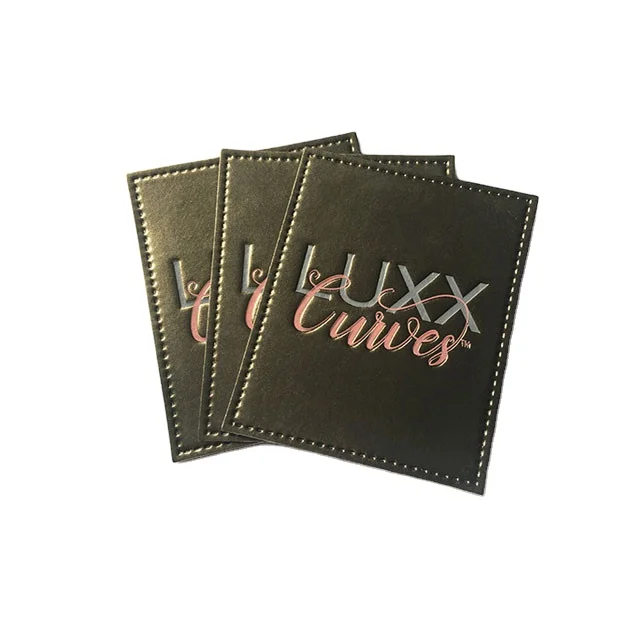 Custom thick embossed PU leather label for jeans garment Jeans Leather Patch Labels