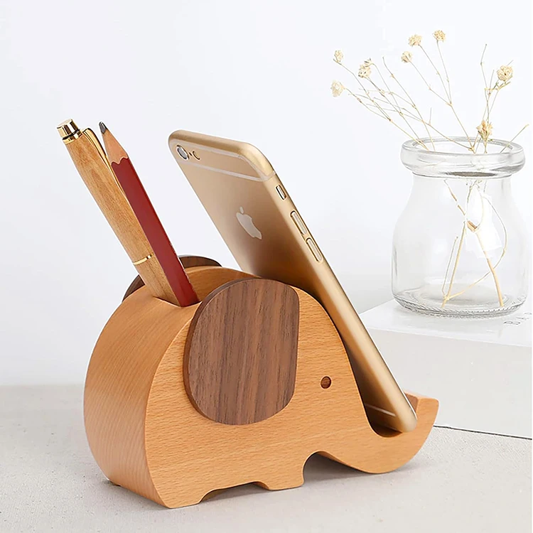 Wooden cell phone holder smartphone holder made of wood elephant lazy phone holder desktop holderCute Handmade Bamboo Wooden