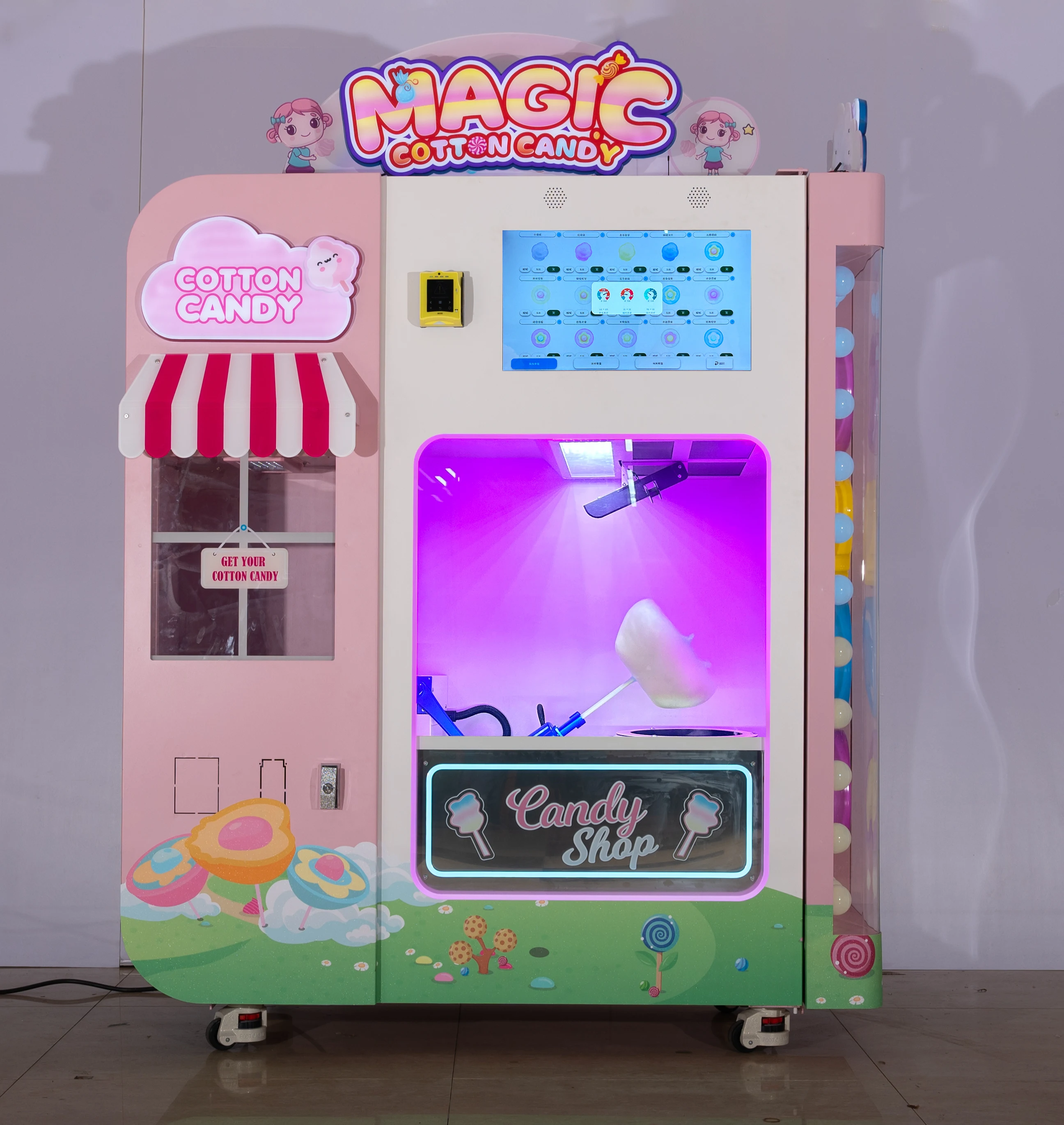 Intelligent Automatic Sugar Cloud Cotton Candy Machine Robot 144 Fancy Cotton Candy Commercial Vending Machine