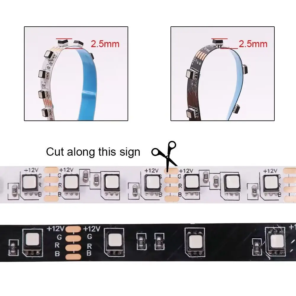 RGB (без IC) цвет 5 м Светодиодная гибкая лента светло-черная 3535 SMD DC12V 60/120LED/M 8 мм шириной белый/черный PCB;IP20/IP65/IP67