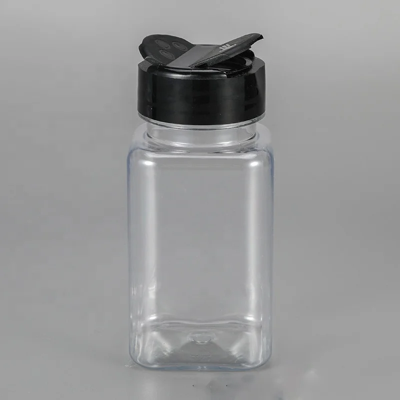 Seasoning Jar with Dual Open Shaker Lid PET Plastic Spice Jar Seasoning Condiment Food Container