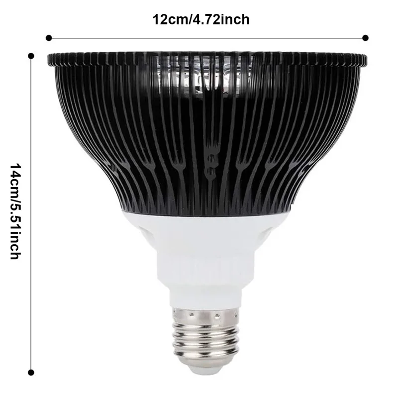 NEW E27 LED Aquarium Lights Bulb 18/54W Full Spectrum Fish Lamp PAR38 SPOT Saltwater Coral Reef 2024 80 RGB Black Housing 2.5