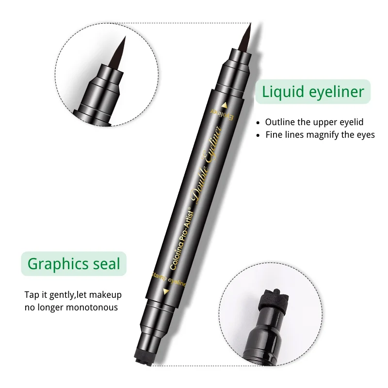 wholesale waterproof long lasting eyeliner seal double heads easy to draw eye liner pen