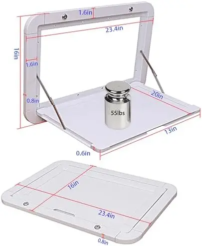 HWHongRV Premium Aluminum Alloy Foldable RV Picnic Table 23.4 x 14 Inch Wall Mounted Lockable Kit Campervan Motorhomes Accessory