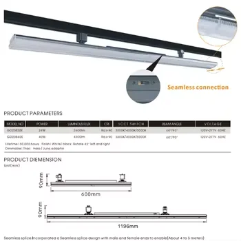 YOPOL H Type Track Lighting New 2024 Toggle Switch Control CCT Track Light Foldable Linear Track Light