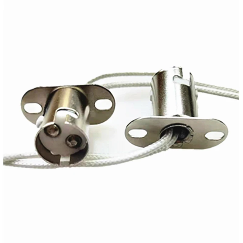 HoneyFly B15 Metal Lamp Base 220V 5A Iron Nickel Plating High Temperature Resistance 13cm Cable Screw Socket