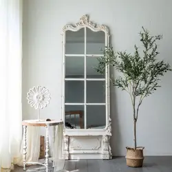 Factory Spot European Style Arch Antique Full Length Large Standing Wooden Mirror Vintage Mirror with Frame