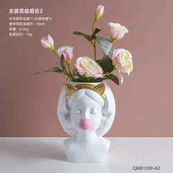 White girl resin flower pot modern home decoration girl bedroom decoration gift indoor flower pot