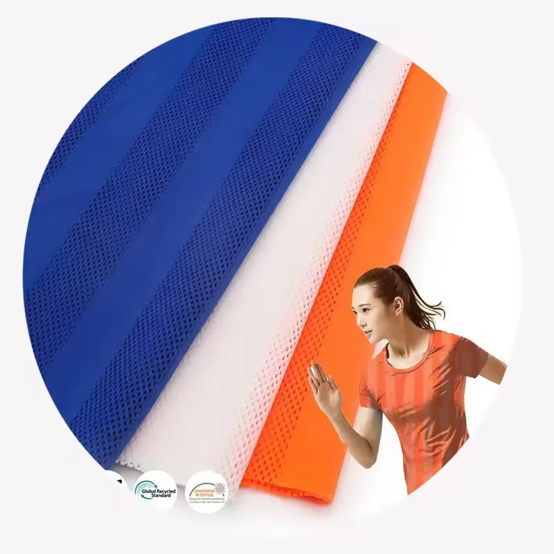 2024 Custom breathable 100%polyester sportswear fabric birdseye weft knitting mesh fabric for football soccer wear