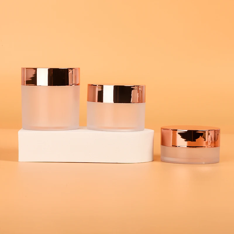 20g 30g 50g acrylic frosted round shape pet lip scrub containers plastic cosmetic face cream jars with rose gold lids