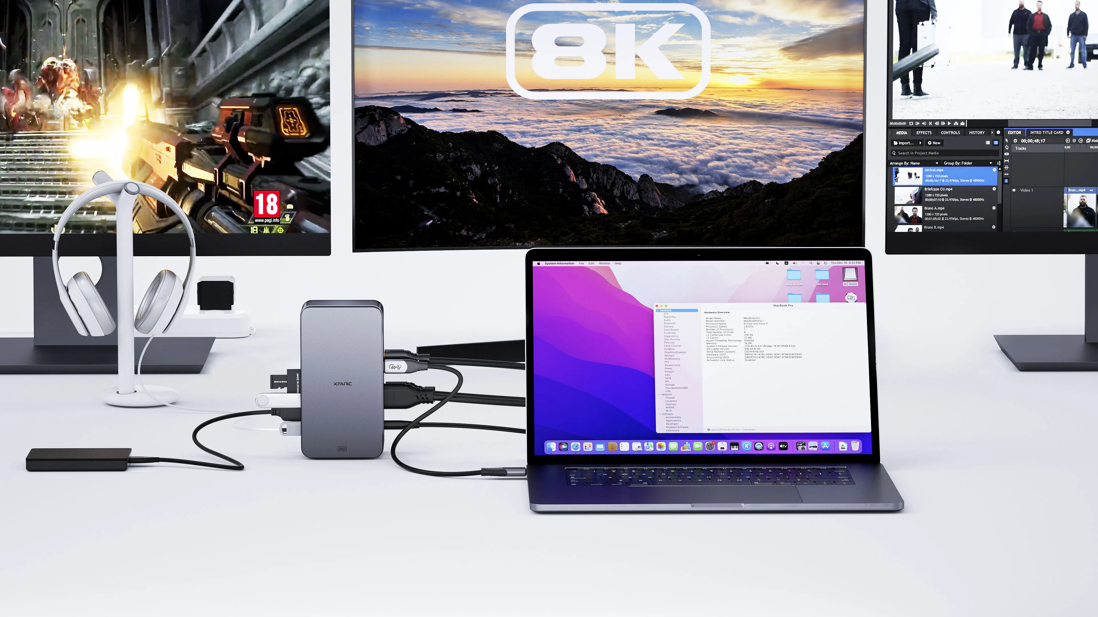 Xfanic Новое поступление 14 в 1 многофункциональные расширяющиеся порты 8K HDMI 40 Гбит/с супер скорость USB4