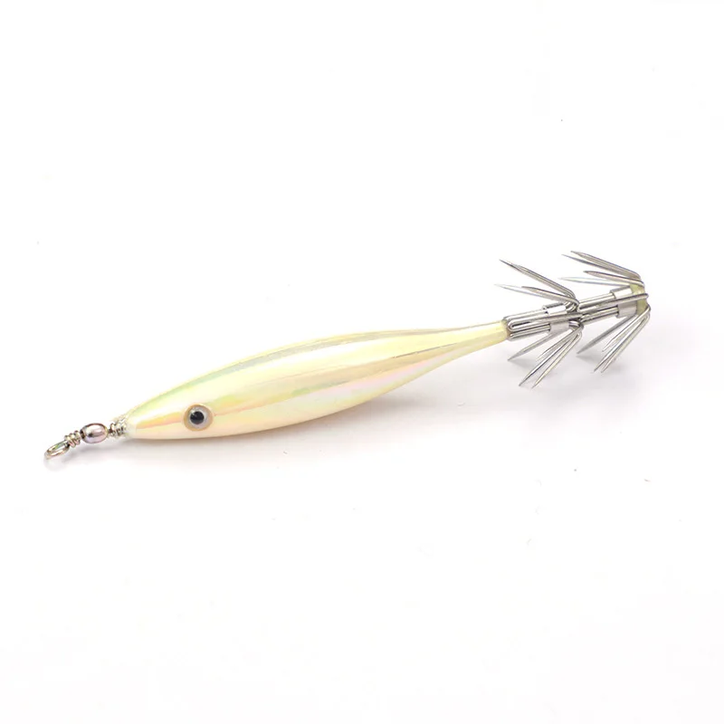 Laiyou 8cm3.6g 10colors Luminous Artificial Bait Soft Footed Wood Squid Hook Wholesale Fishing Lure