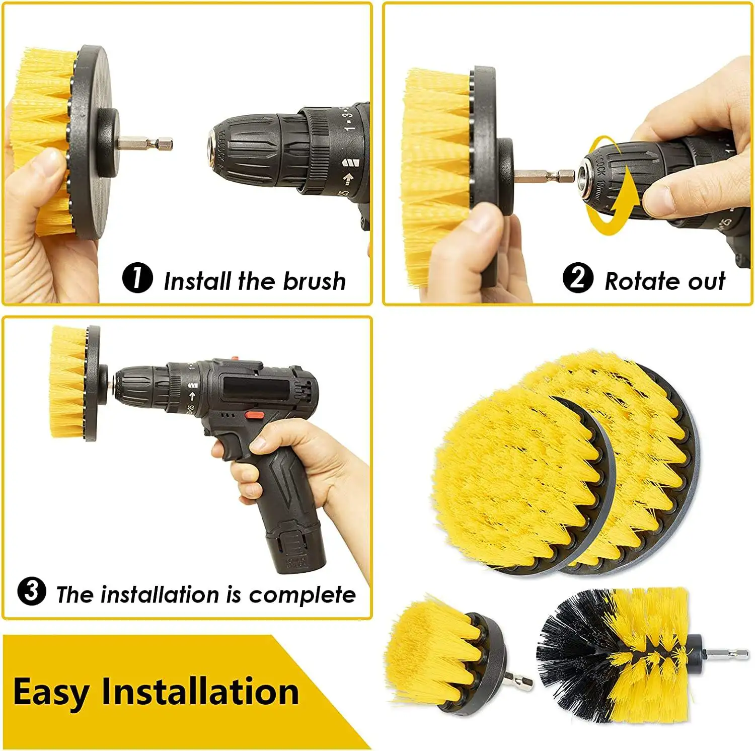 Drill Cleaning Brush Attachment 5 PCS Electric Drill Cleaning Brush Tool for Car Cleaning
