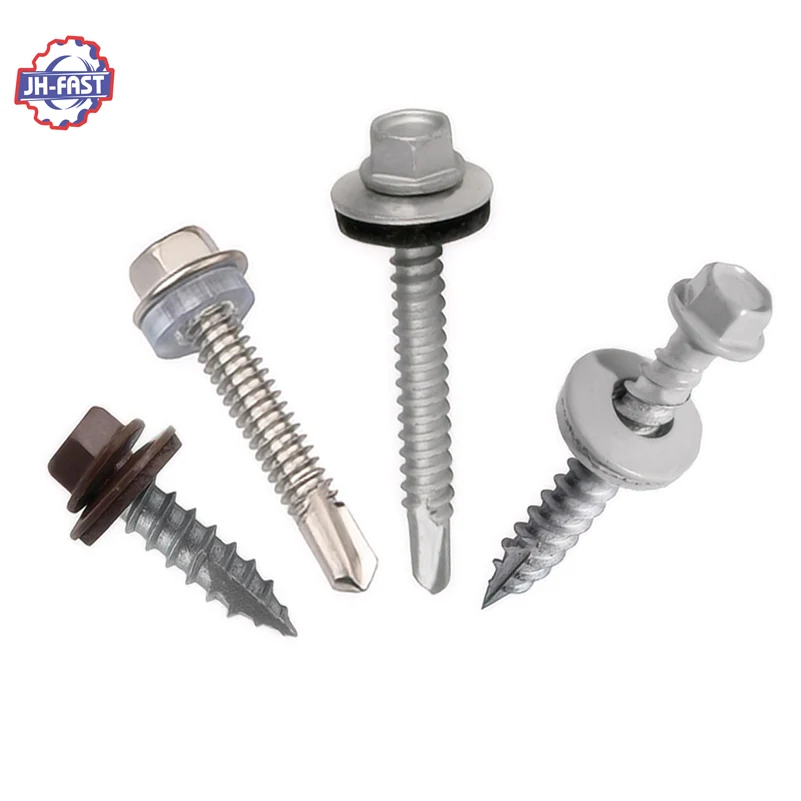 Hexagon self drilling screw manufactory stainless steel ss tornillos hexagonal hex head self drilling screws with grey washer